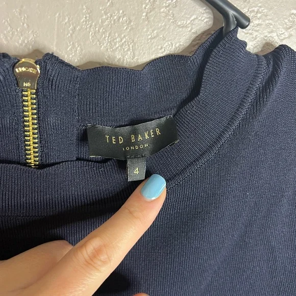 Ted Baker Dorlean Scallop Trim Skater Dress Navy - Picture 7 of 9